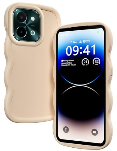 XINYEXIN Funda para Vivo Y28 4G, Carcasa Marco de Ondas Forma Rizado Linda Silicona Líquida Antigolpes Bumper Case Cover - Blanco