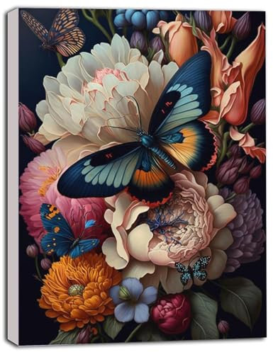 Nvseaty Malen nach Zahlen Erwachsene, Bastelset Erwachsene Jugendliche Paint by Numbers Adult Malen nach Zahlen Blumen Schmetterling für Kinder Mädchen Ohne Rahmen Haus Dekoration Kreativ Set DIY Set