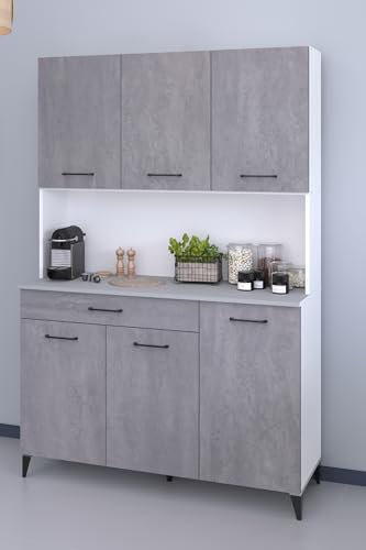 Parisot Küchenbuffet Malice 11 Weiß/Beton Optik hell