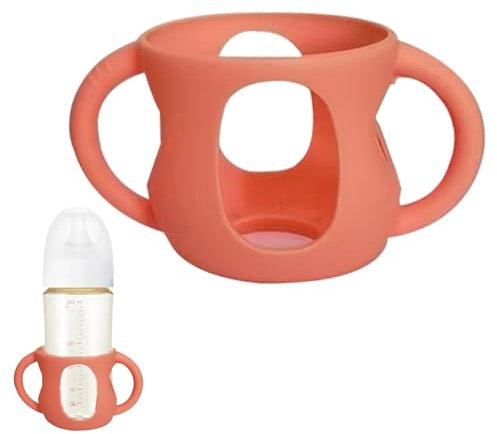 Besreey Manchon en Silicone pour Biberon en Verre,Manchon en Silicone pour Biberon en Verre,Porte-biberon avec poignées | Porte-biberon Anti-Casse, Anti-Chute et Antichoc, protège Le biberon