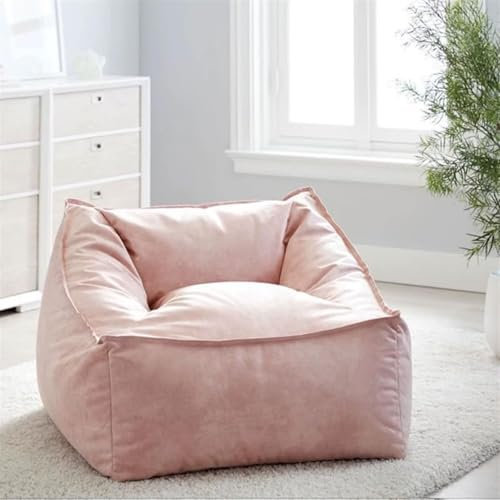 DOPZNJWF Sitzsack-Sessel, luxuriöser Leder-Sitzsackbezug, Sitzsack, Couch, Pouf, Sofabezug, Erwachsene, Sitzsack, Stuhlbezug für Erwachsene und Kinder (ohne Füllung) (weiches Rosa)