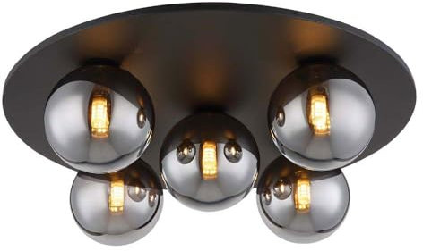 GLOBO LIGHTING Deckenlampe Wohnzimmerleuchte Deckenleuchte rauchfarben LED Glaskugeln 5 Flammig