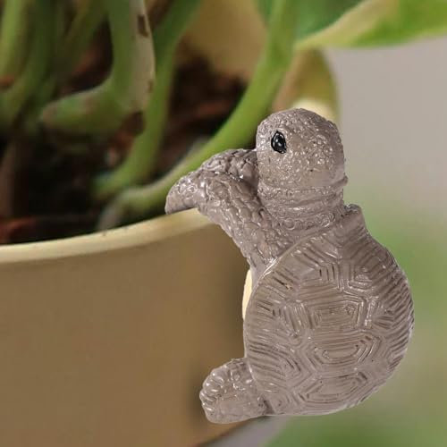 Gosknor Tortoise Figure Plant Pot Hanger, Resin Climbing Turtle Flower Pot Hanger Figurines, Cute Hanging Animal Buddies Statue Plant Pot Hugger, Planter Gift for Yard Ornament Vase Decoration (Gray)