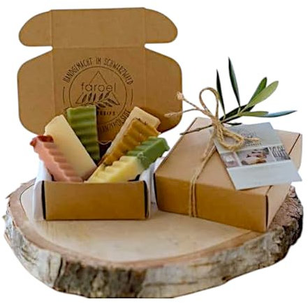 FAROEL handgemachtes Seifen Geschenkset für Männer und Frauen | 6er Probeset 100% Bio und Vegan| 120g - 6 x 20 g Seifenstückchen | Feste Dusch- und Handseife für Gesicht - und Körperpflege