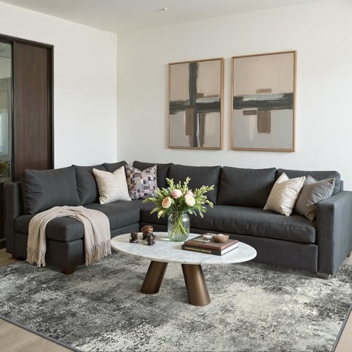 BEIMO Moderner Groß Wohnzimmer Teppich, Waschbar & rutschfest, 200x290 cm | Abstrakt Design, Großer Weicher Kurzflor Carpet, Rutschfest, Für Küche und Bettvorleger Schlafzimmer, Pflegeleicht