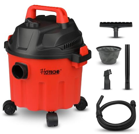 Hoteche 800W Nass- & Trockensauger - 10L Fassungsvermögen, Kupferdrahtmotor, Kunststoffbehälter, ideal für Familie und Werkstatt