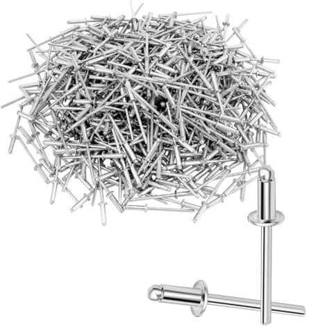 Wavanta 100 Pieces Aluminum Blind Rivets 4.8 x 10mm, Dome Head Aluminum Pop Rivets with Open End for Metal, Storage Box, Furniture, Marine Use