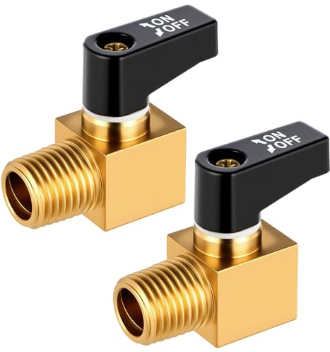 2 Pcs Brass Air Compressor Drain Valve, 1/4 NPT Male Metal Ball Type Air Tank Drain Valve Air-compressor Replacement Accessories for Air Compressor