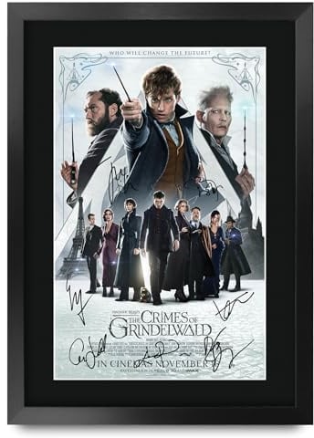 HWC Trading Fantastic Beasts 2 The Crimes of Grindelwald Eddie Redmayne Geschenke Geduckter Poster Signiertes Autogramm Foto für Fans von Film Memorabilien - A3 Gerahmt
