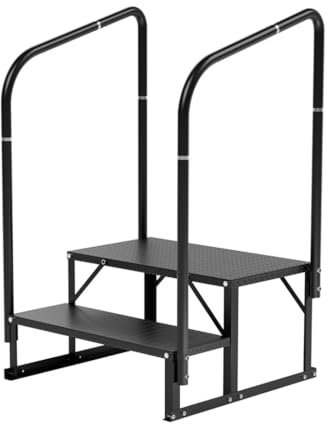 ATATKRT Gradini for camper, scale for camper a 2 gradini con corrimano, gradini for vasca idromassaggio, gradini for camper, gradini antiscivolo, scale esterne for camper, roulotte, case mobili, scale