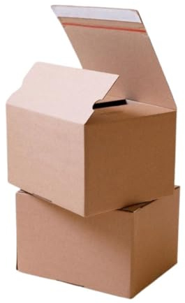 20 höhenverstellbare Kartons 305x216x130–220 mm mit Automatikboden, Selbstklebestreifen & Aufreißfaden – stabile Wellpapp-Faltkartons, flexibel einsetzbar für sicheren Versand, Lagerung & E-Commerce
