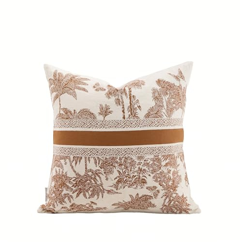 Croker Horse Premium-Kissenbezüge, Motiv: Dschungel mit Tawny Birke, Palme, Chenille, Jacquard-Stickerei, dekorativer Couch-Kissenbezug für Wohnzimmer, Schlafzimmer, Sofa, 50,8 x 50,8 cm