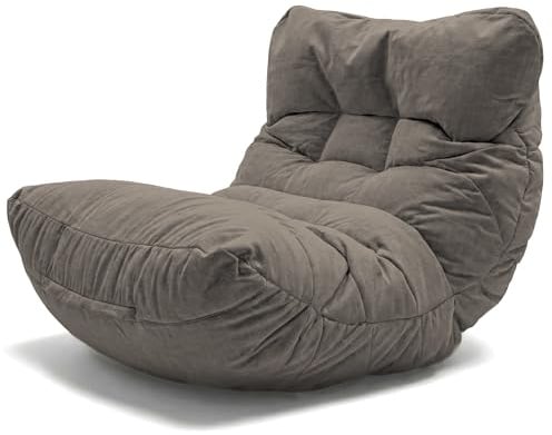 Aiire Relaxo Sitzsack XXL für Kuschelecke - Bean Bag Design mit Füllung - Riesen Sitzsäcke Erwachsene, Sitz Sack Flauschig - Bodenkissen Grob, Bodenstuhl, Bodensessel Braun