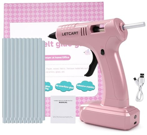 LetCart Heißklebepistole mit 30pcs Heißklebesticks, 40W Industriell Heissklebepistole Klein Mini Schnell, Hot Melt Glue Gun Stabil Ohne Tropfen zum DIY Handwerk Kunst Floristik Kinder Basteln (Rosa)