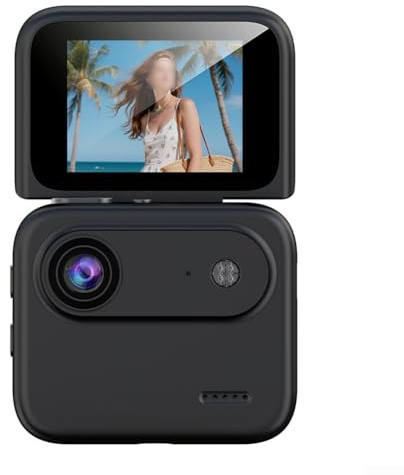 Hands-Free 4K Action Camera with Flip Screen and Stabilized Recording for Cycling, Hiking and Outdoor Use (Black)