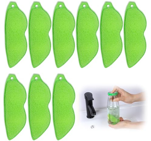 9Pcs Magic Beans Bottle Cleaner Sponge, Reusable Small Mouth Bottle Cleaning Sponge, Heat Resistant Ceramic Scrubber for Internal Cleaning, Green Polyurethane Brush for Baby Bottles Cups Vases