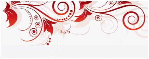 Wallario Memoboard aus Glas mit Motiv, Magnet-Tafel in 32 x 80 cm in Premium Qualität Abstrakte rote Blumenschnörkel
