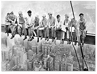 Paul Sinus Art Leinwandbild Panorama Skylunch Keilrahmenbild, Bild auf Leinwand, Retro Foto Bauarbeiter (80x60cm), Mittagspause auf einem Wolkenkratzer, Lunch ATOP a Skyscraper