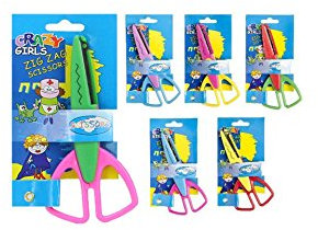 KSS Kinder Bastelschere Schere mit 1 von 6 verschiedenen Scherenschnittmustern z.b Zick Zack oder Wellenmuster ...