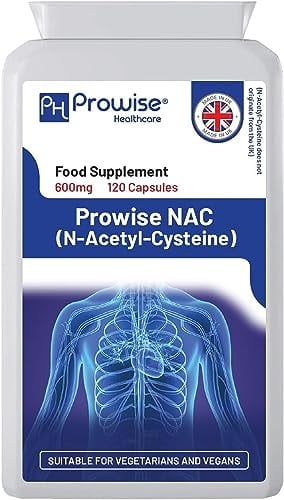 NAC N-Acetyl-Cystein 600 mg 120 Kapseln - UK Hergestellt | GMP-Standards von Prowise Healthcare | Geeignet für Vegetarier und Veganer