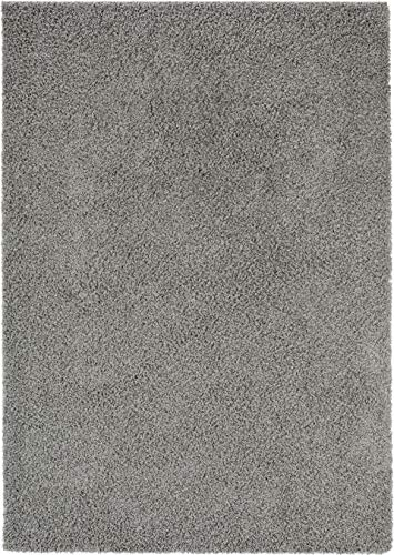 Benuta Shaggy Hochflor Teppich Swirls, Kunstfaser, Dunkelgrau, 80 x 150.0 x 2 cm