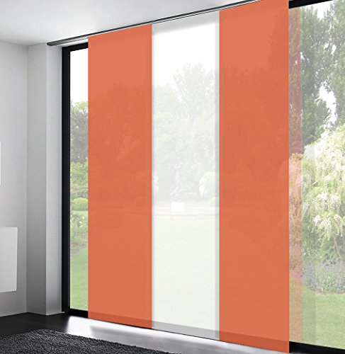 Schiebegardinen Schiebevorhänge flächenvorhang schiebegardinen inklusive Technik (Höhe: 255cm x Breite: 60cm / Orange)