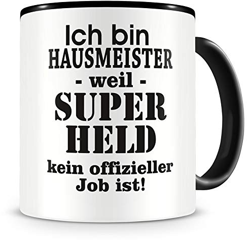 Samunshi® Hausmeister Tasse mit Spruch Geschenk für Hausmeister Mann Frau Kaffeetasse groß Lustige Tassen zum Geburtstag schwarz 300ml