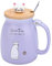 Alinory Süße Tasse, Keramik Tasse mit Löffel und Deckel Kaffee Wasser Milch Becher Schöne Katze für Drink Mädchen 1 Stück Animal Crossing New Horizons(Lila)