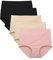 FallSweet No Show High Waist Briefs Underwear for Women Seamless Panties,Pack of 5 (2black2beige1pink,M)