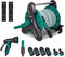 VONROC Set completo avvolgitubo con tubo da giardino da 15 m, 3 ugelli, raccordi per tubi flessibili e connettore per rubinetto