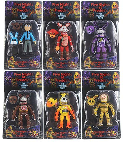 Jilijia FNAF Figur Five Night Game Model Statue Security Breach Fazbear's Piazzaria Bonnie Chica Springtrap Actionfigur Ornamente, 6 Stück