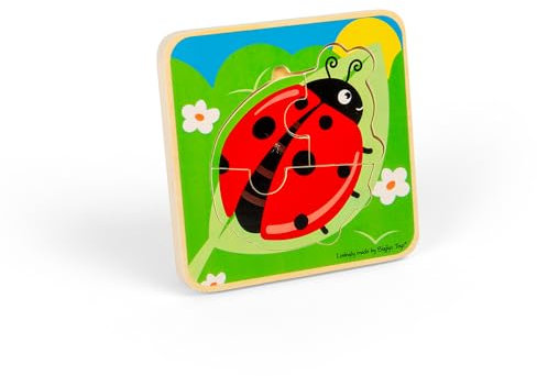 Bigjigs Toys Ladybug Lifecycle Puzzle - Life Cycle Toys, 4 Piece Chunky Puzzle for 2 3 4 year olds, Quality Childrens Puzzles, Jigsaw Puzzles For Kids & Toddlers