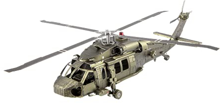 Fascinations MMS461 Metal Earth Metallbausätze - Hubschrauber Sikorsky UH-60 Black Hawk, lasergeschnittener 3D-Konstruktionsbausatz 3D Metall Puzzle DIY Modellbausatz mit 2 Metallplatinen, ab 14 Jahre