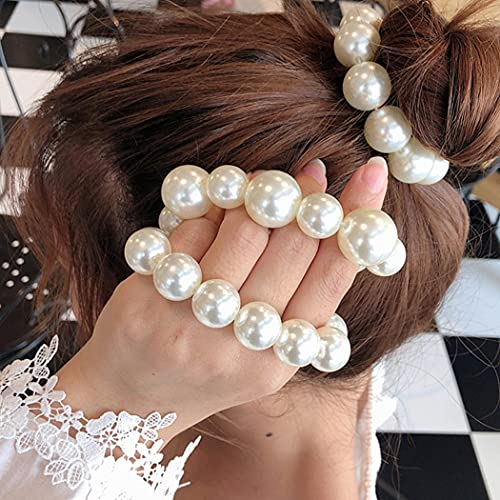 Generse Haargummis mit Perlen Elastische Haarbänder Haare Ringe für Damen und Mädchen 2 Stück