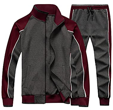 FTCayanz Trainingsanzug Herren Sportanzug Jogginganzug Männer Langarm Anzug Fitness Sporthose Freizeitanzug Grau L