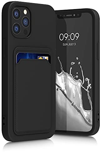 kwmobile Handyhülle kompatibel mit Apple iPhone 12 / iPhone 12 Pro Hülle - Handy Cover mit Fach für Karten - in Schwarz