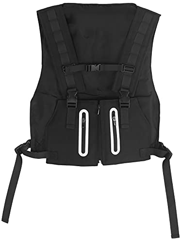 VGEBY Reflektierende Weste, Verstellbare Fahrradweste Reflektierende Weste Multifunktions-Schutzweste aus Polyester Zum Laufen Joggen Gehen Radfahren(schwarz) Zubehör Für Fahrradbekleidung