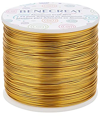 BENECREAT 20 Gauge (0.8mm) Matteffekt Gold Aluminiumdraht 235m Aluminiumschmuck Basteldraht Für Die Herstellung von Perlenkettenschmuck