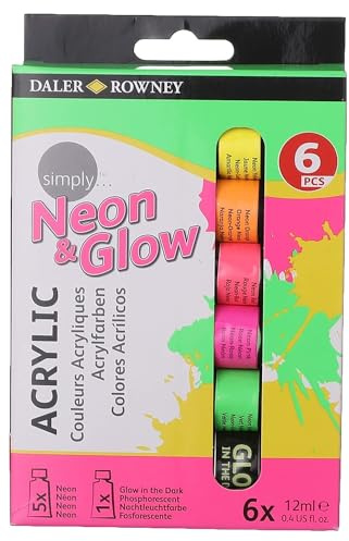 Daler Rowney SG Education DR 126500306 Einfach Acryl Neon und Farbe leuchten im Dunkeln, Volumen von 12 ml (6 Stück)