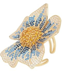 LATELITA Women's 925 Sterling Silver Dipped in 22ct Gold Pansy Flower Ring with Cubic Zirconia - One Size