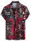 LucMatton Men's Linen African Traditional Floral Print Short Sleeve Button Down Hawaiian Shirts Red Small