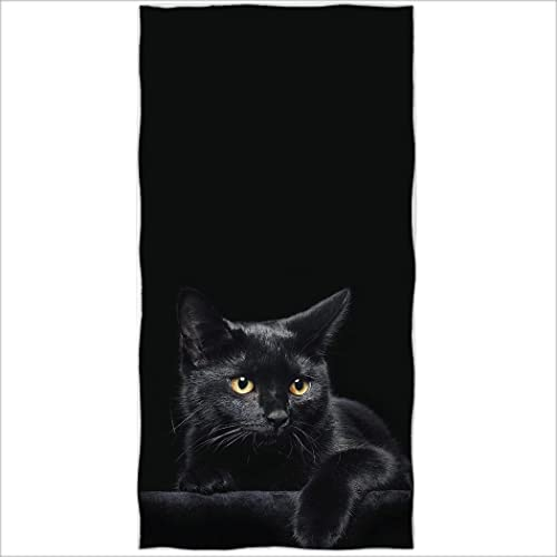 Zomer Strandtuch 70x140cm,Bedrucktes Mikrofaser Badetuch-Schwarze Katze