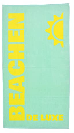 MAJUCA Strandtuch 90x170 cm Badetuch Strandlaken Handtuch 100 Prozent Baumwolle Velours Frottier Pflegeleicht (Beachen Deluxe aquatürkis-gelb)