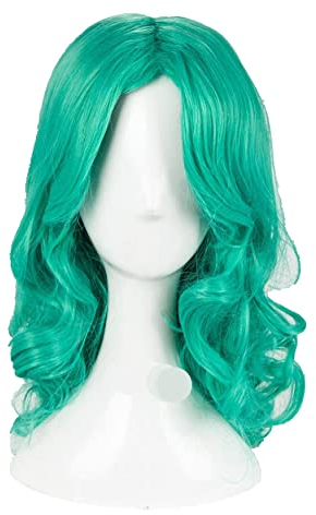 Kaiou Michiru Cosplay Wig Sailor Neptune Long Green Curly Heat Resistant Hair Wigs + Wig Cap