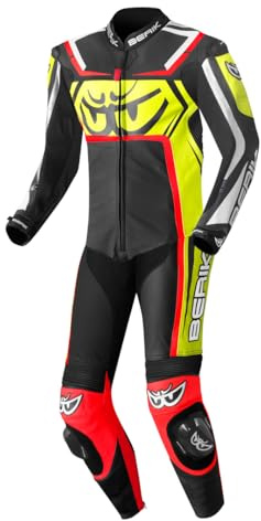 Berik Race-Tech 1-Teiler Motorrad Lederkombi, schwarz/rot/gelb, 56