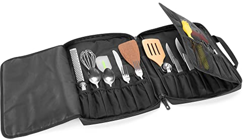 samdew Borsa Coltelli da Chef, Custodia Coltelli Professionali per Chef con Oltre 20 Slot e Lockhole, Borsa a Rullo da Cuoco per Utensili per Coltelli, Porta Coltelli da Viaggio, Solo Borsa