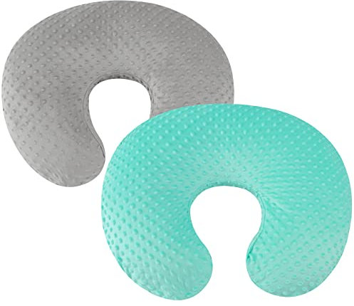 Dot Stillkissenbezug-Set, 2er-Pack, Stillkissen-Schonbezüge, ultraweich, kompatibel mit Boppy-Kissen, Standard-Kissen für Babys, Jungen, Mädchen, Grau und Grün