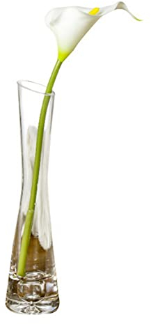 Happyupcity Jarrón transparente de 20 cm pequeño florero de cristal vintage decoración de mesa de boda jarrón de un solo tallo para decoración de boda de oficina en casa