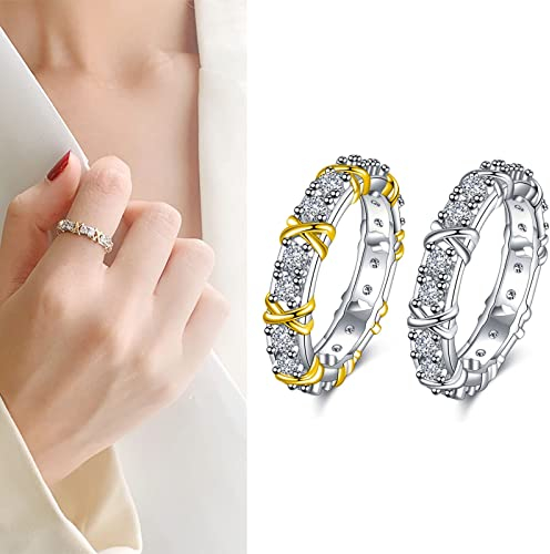 KIASRZN Magnetischer Zirkon-Shaping-Kreuz-Voll-Moissanite-Diamantring, Magnetringe für Frauen zur Gewichtsabnahme, Criss Cross-Ring für Frauen, Verlobungsringe, Geschenke (9,2PCS)