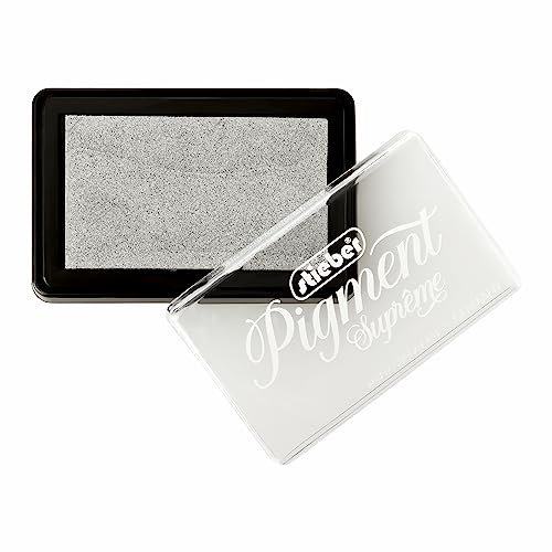 stieber® Stempelkissen Maxi Tupfkissen Gehäuse ca. 92x61 mm, Fasermaß ca. 75x43 mm *Bitte Farbe/Ausführung wählen!* Pigmentschaum (Pigment Silber Sparkle)